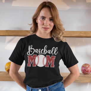 Camiseta Baseball Mom cute bright red text