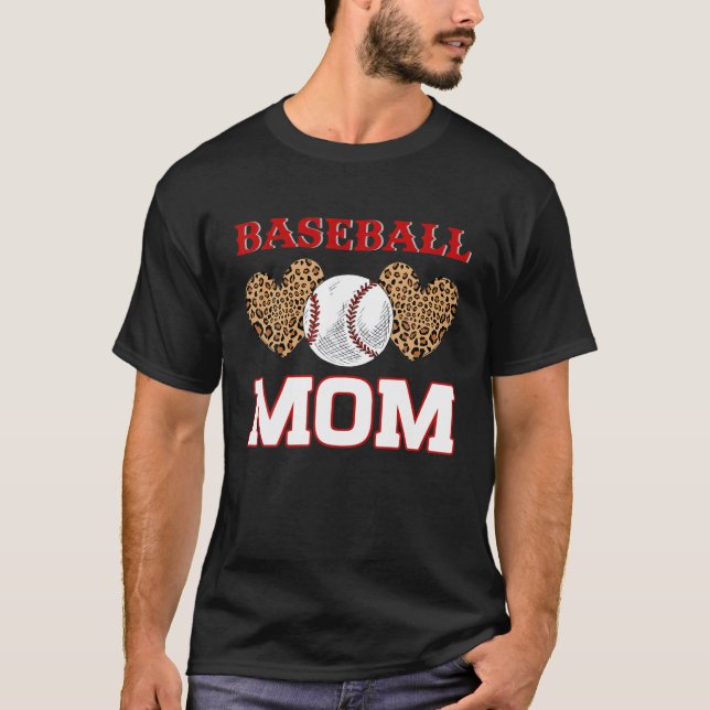 Camiseta Baseball Mom Heart Leopard Funny Softball Mom Moth (Anverso)