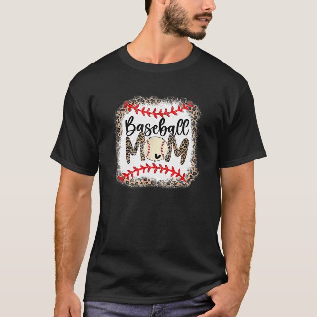 Camiseta Baseball Mom Leopard Funny Softball Mom Mother's D (Anverso)