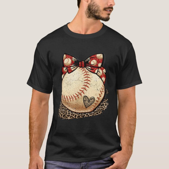 Camiseta Baseball Mom Leopard  Softball Mama Mother s Day C (Anverso)
