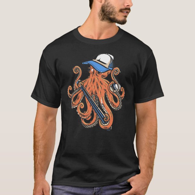 Camiseta Baseball Octopus Silhouette octopus vintage (Anverso)