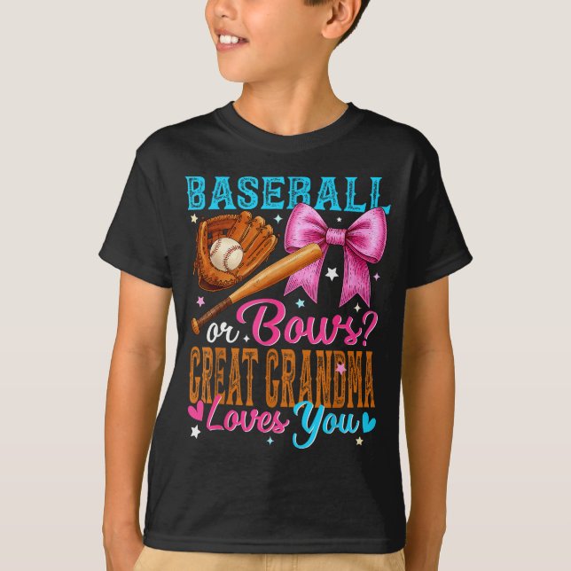Camiseta Baseball Or Bows Great Grandma Loves You Gender Re (Anverso)