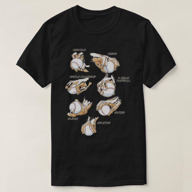 Camiseta Baseball Pitch Grips Poster (Diseño del anverso)