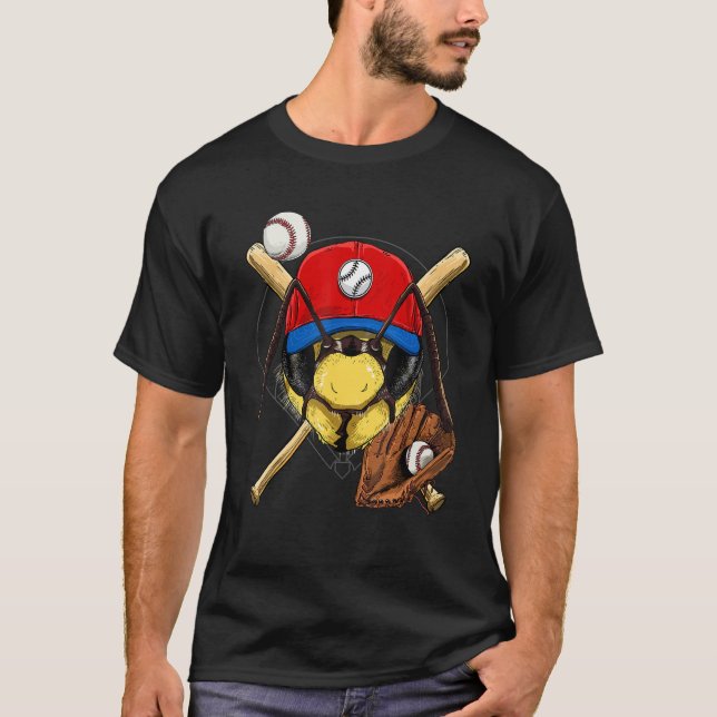 Camiseta Baseball Player Bee Batter Pitcher Catcher Basebal (Anverso)