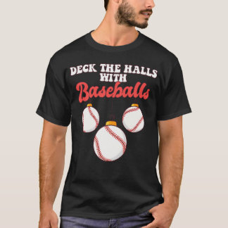 Camiseta Baseball Player Catcher Christmas Balls Deck The H