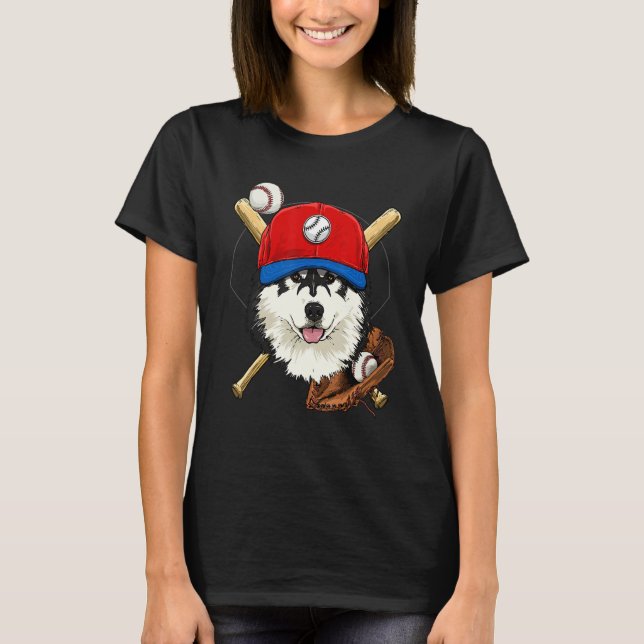 Camiseta Baseball Player Coaches Alaskan Malamute Dog Pitch (Anverso)