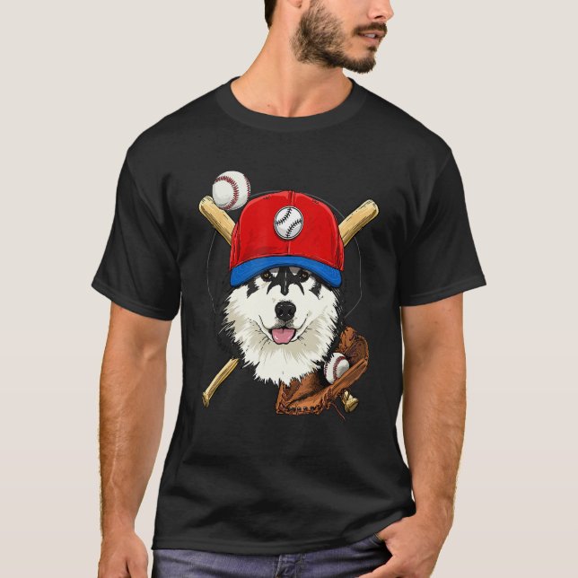Camiseta Baseball Player Coaches Alaskan Malamute Dog Pitch (Anverso)