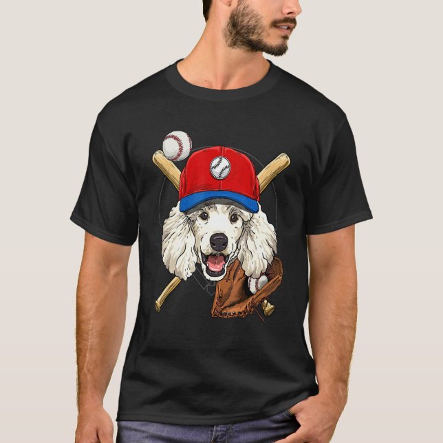 Camiseta Baseball Player Coaches Poodle Dog  Catcher Pitche (Anverso)