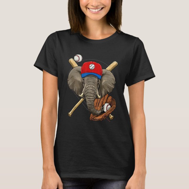 Camiseta Baseball Player Elephant Pitcher Catcher Baseball  (Anverso)