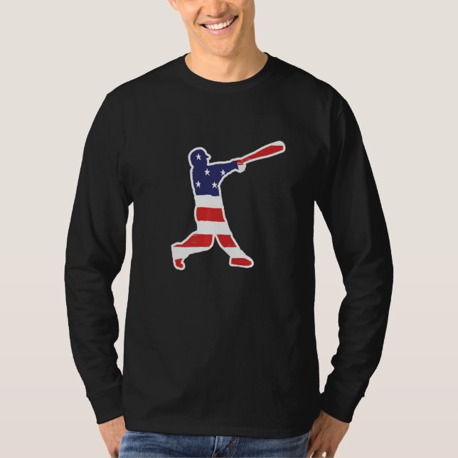 Camiseta Baseball Player Home Run Hitter Cool Baseball Flag (Anverso)