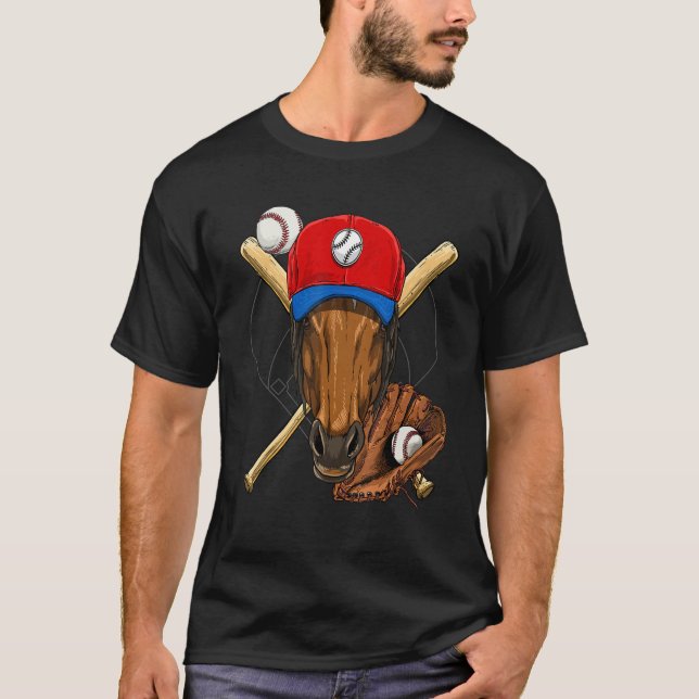 Camiseta Baseball Player Horse  Pitcher Catcher Baseball Co (Anverso)