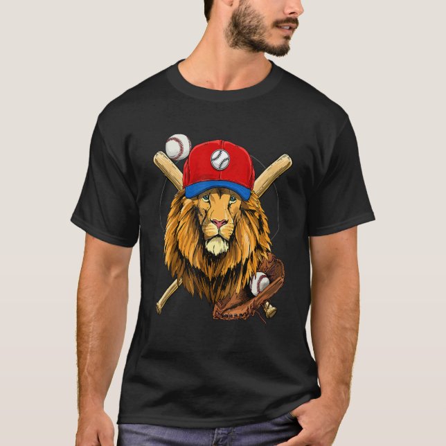 Camiseta Baseball Player Lion  Pitcher Catcher Baseball Coa (Anverso)