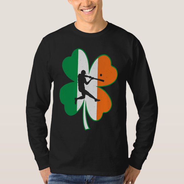 Camiseta Baseball Player Lucky Shamrock Ireland Flag St Pat (Anverso)