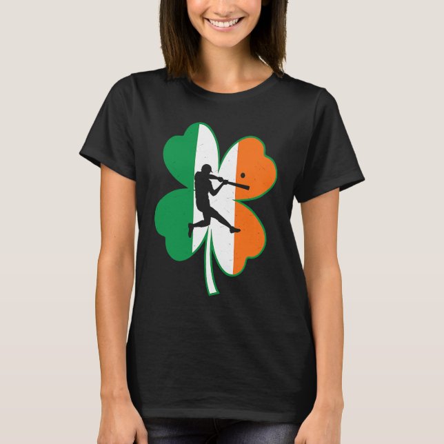 Camiseta Baseball Player Lucky Shamrock Ireland Flag St Pat (Anverso)