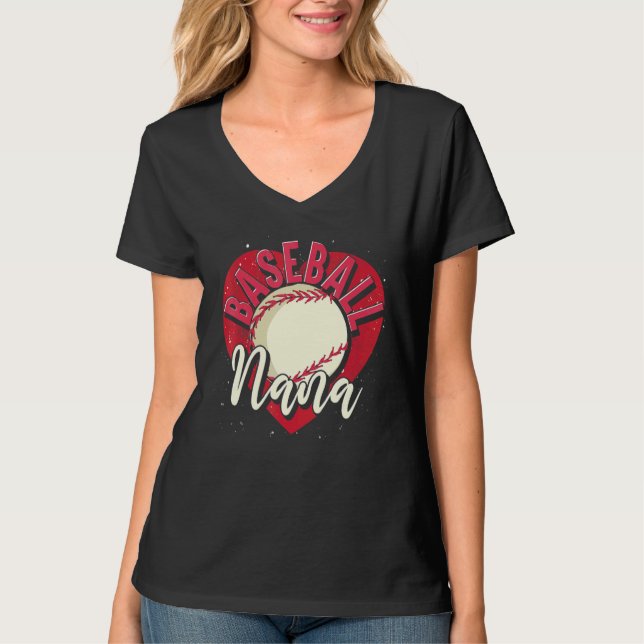 Camiseta Baseball Player Nana Grandma Heart Mothers Day Bas (Anverso)