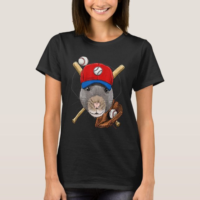 Camiseta Baseball Player Rat Mouse Pitcher Catcher Baseball (Anverso)