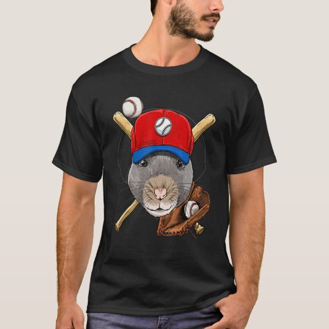 Camiseta Baseball Player Rat Mouse Pitcher Catcher Baseball (Anverso)