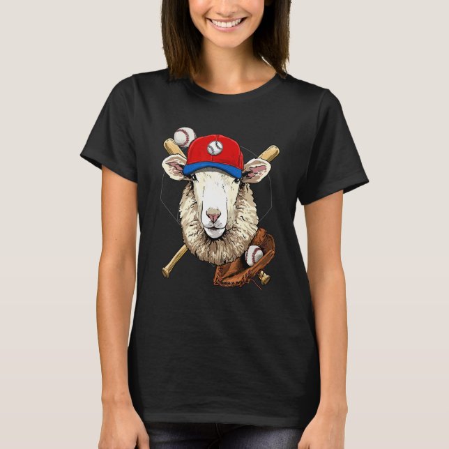 Camiseta Baseball Player Sheep Lamb Pitcher Catcher Basebal (Anverso)