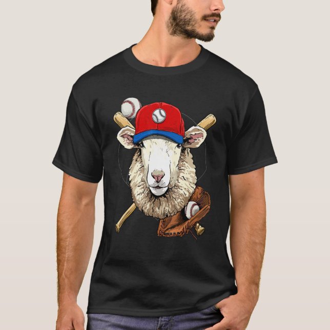 Camiseta Baseball Player Sheep Lamb Pitcher Catcher Basebal (Anverso)