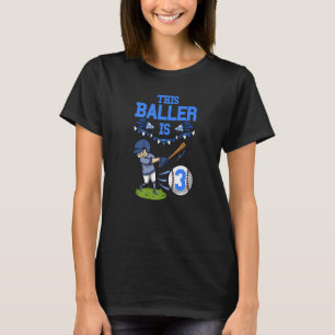 Camiseta Baseball Player This Baller Is 3 Birthday Baseball