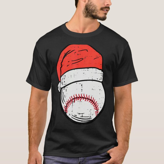 Camiseta Baseball Santa Hat Sports Christmas Xmas Boys Men (Anverso)