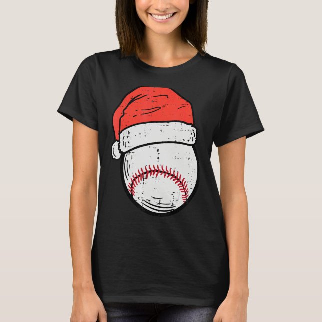 Camiseta Baseball Santa Hat Sports Christmas Xmas Boys Men (Anverso)