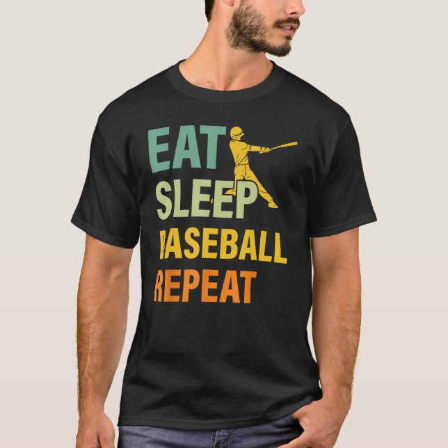 Camiseta Baseball Saying Eat Sleep Baseball Repeat (Anverso)