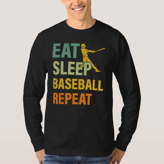 Camiseta Baseball Saying Eat Sleep Baseball Repeat (Anverso)