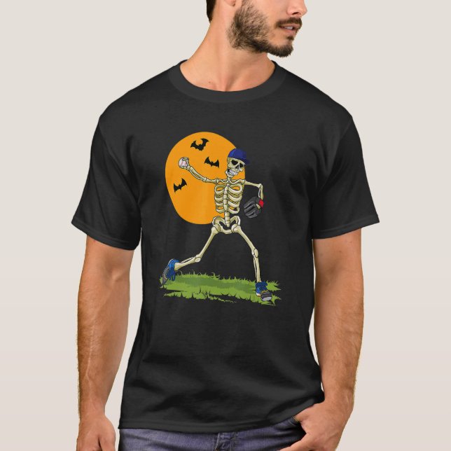 Camiseta Baseball Skeleton Halloween Men Boys Baseball Hall (Anverso)
