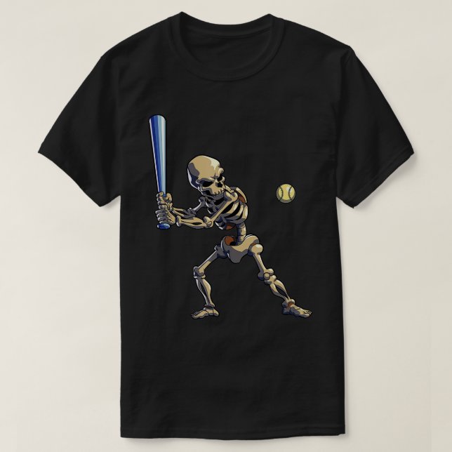 Camiseta Baseball Skeleton Halloween Men Boys Baseball Hall (Diseño del anverso)
