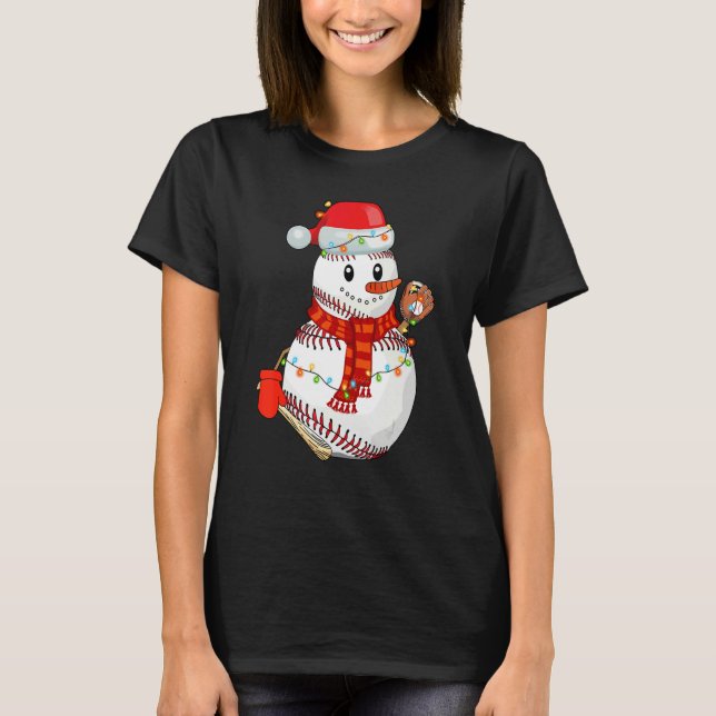 Camiseta Baseball Snowman Christmas Game Day  For Baseball (Anverso)