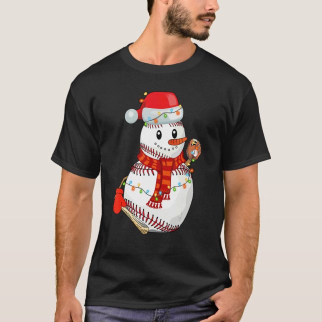 Camiseta Baseball Snowman Christmas Game Day  For Baseball (Anverso)