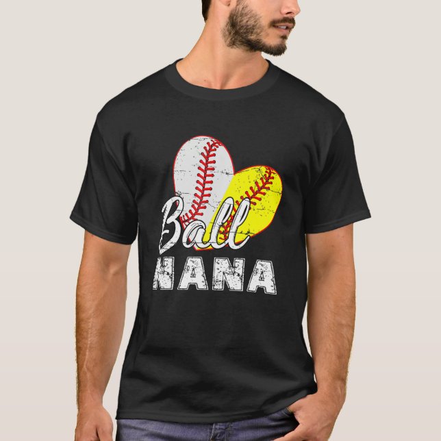 Camiseta Baseball Softball Ball Heart Nana Mother s Day (Anverso)