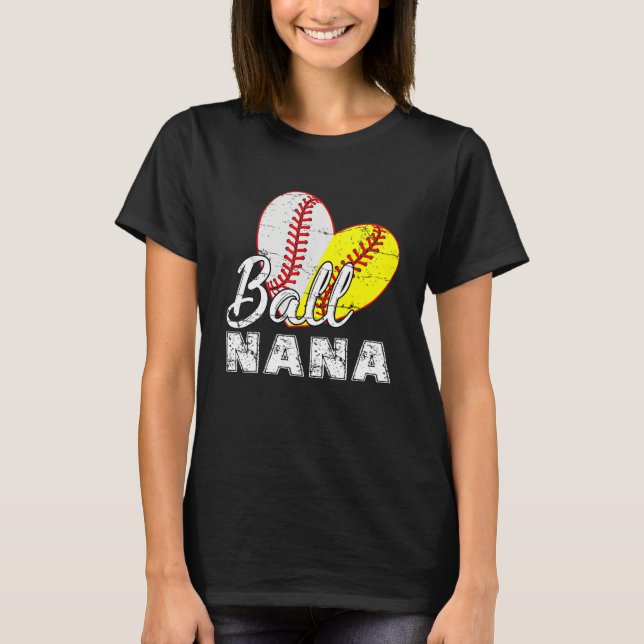 Camiseta Baseball Softball Ball Heart Nana Mother s Day (Anverso)