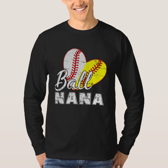 Camiseta Baseball Softball Ball Heart Nana Mother s Day (Anverso)