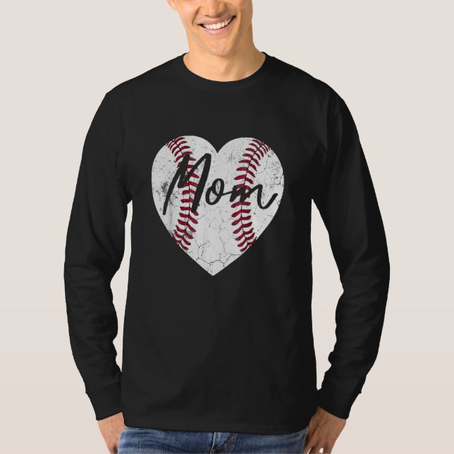 Camiseta Baseball Softball Heart Mom Mother's Day Mommy Mam (Anverso)
