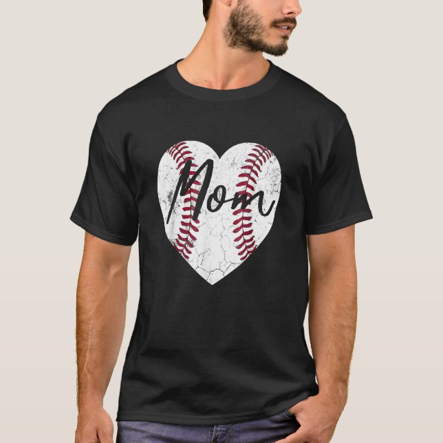 Camiseta Baseball Softball Heart Mom Mother's Day Mommy Mam (Anverso)