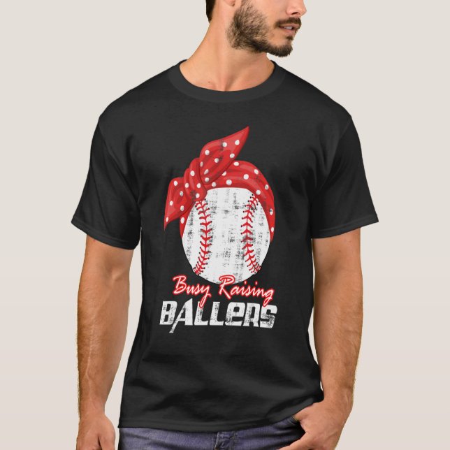 Camiseta Baseball Softball Wife Mom Busy Raising Baller (Anverso)