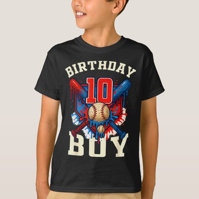 Camiseta Baseball Splash Drip 10th Birthday Srts Lover Boy  (Anverso)
