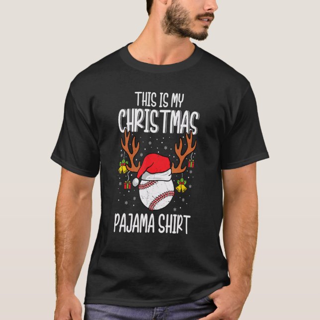 Camiseta Baseball  Sport Xmas This Is My Christmas Pajama (Anverso)
