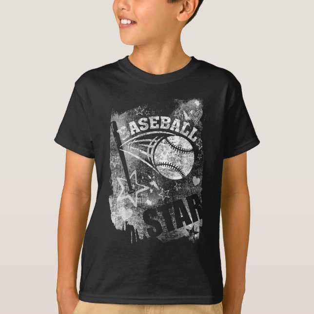 Camiseta Baseball Star, Black Grunge Baseball (Anverso)
