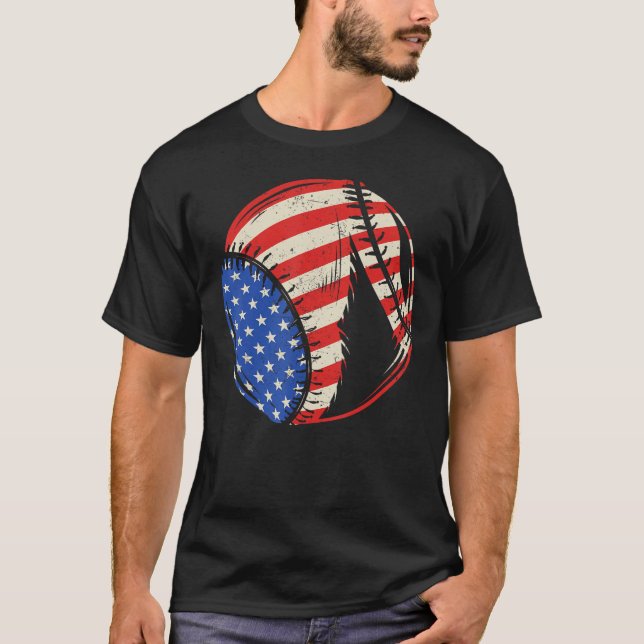 Camiseta Baseball US American Flag July 4th Patriotic Vinta (Anverso)