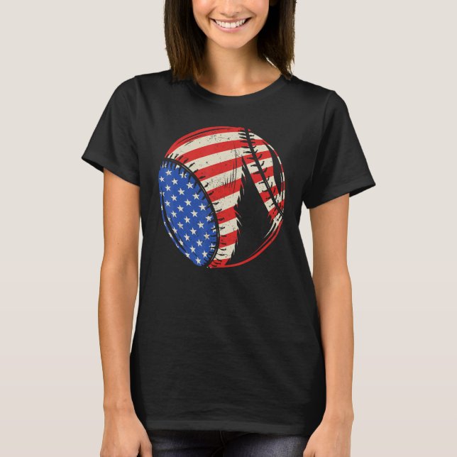 Camiseta Baseball US American Flag July 4th Patriotic Vinta (Anverso)