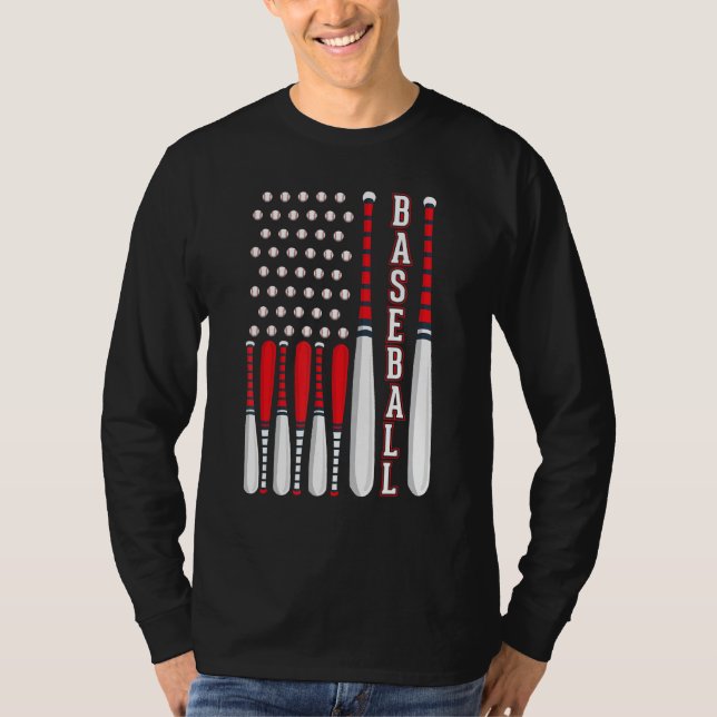 Camiseta Baseball USA Flag Patriotic American Baseball 4th  (Anverso)