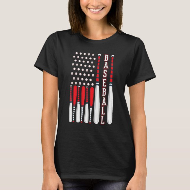 Camiseta Baseball USA Flag Patriotic American Baseball 4th  (Anverso)