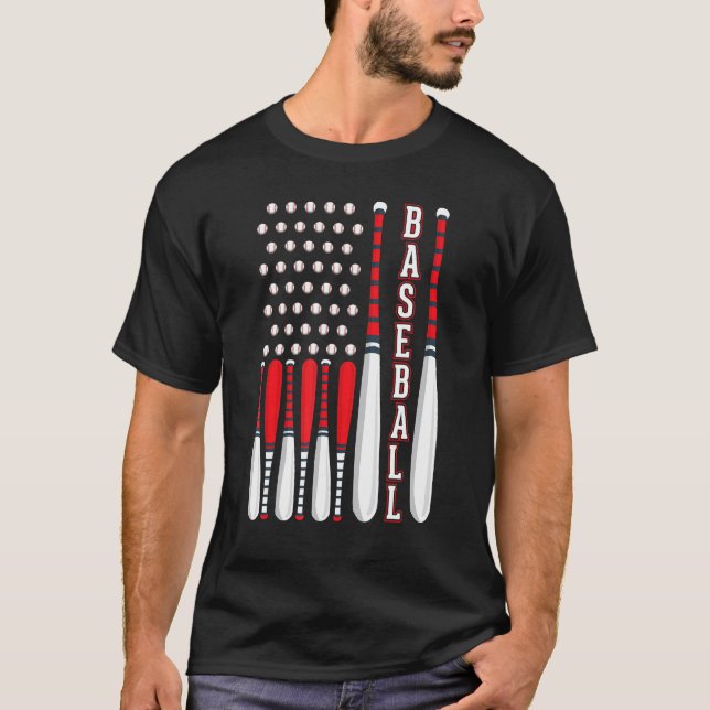 Camiseta Baseball USA Flag Patriotic American Baseball 4th  (Anverso)