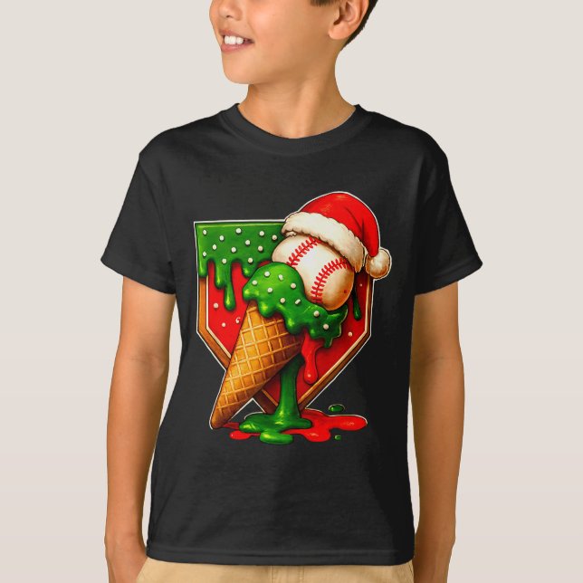 Camiseta Baseball Xmas Christmas Baseball Ice Cream Drip Bo (Anverso)