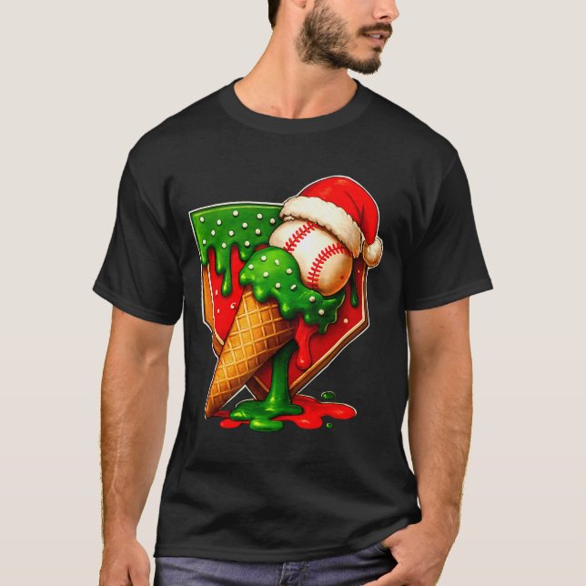 Camiseta Baseball Xmas Christmas Baseball Ice Cream Drip Bo (Anverso)