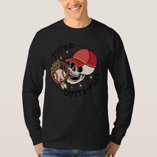 Camiseta Baseball You re Outta Here Ball Park Skull Basebal (Anverso)