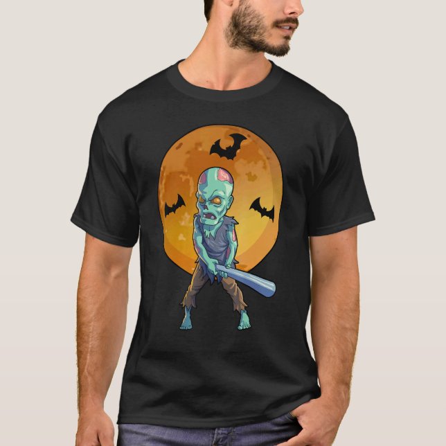 Camiseta Baseball Zombie Halloween Men Boys Baseball Hallow (Anverso)